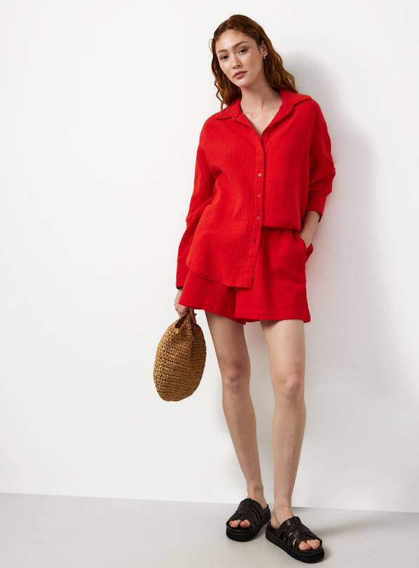 Buy Bright Red Double Cloth Long Sleeve Shirt 18 | Co-ords | Tu | Tu Clothing