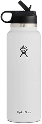 Hydro Flask Water Bottle - Wide Mouth Straw Lid 2.0 - Multiple Sizes & Colors | Amazon (US)