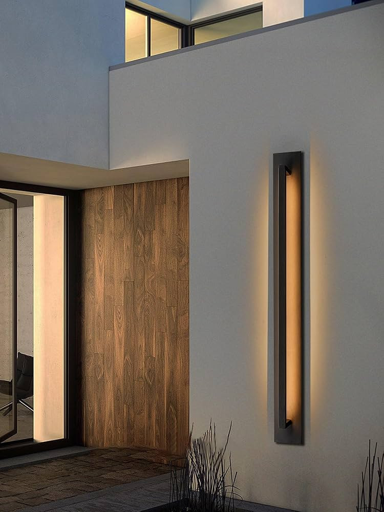 47.2 inch Long Modern Outdoor LED Wall Lights, Black Led Porch Light Wall Mount, 14W Large Exteri... | Amazon (US)