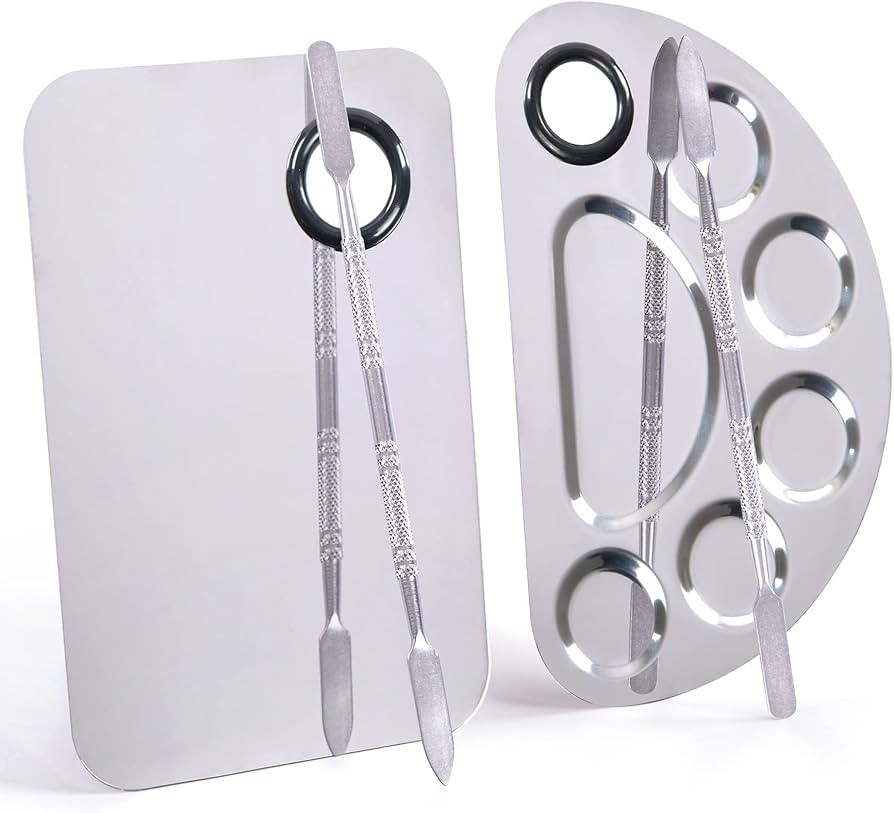 Makeup Palette, Makeup Mixing Palette, Stainless Steel Metal Foundation Palette with Spatula Arti... | Amazon (US)