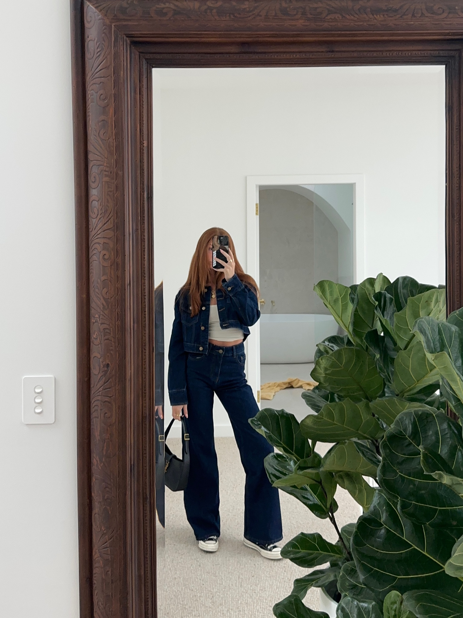 Denim on denim always - wearing an 8 in both the jeans and jacket, singlet is skims 🫶🏼💌

#LTKaustralia