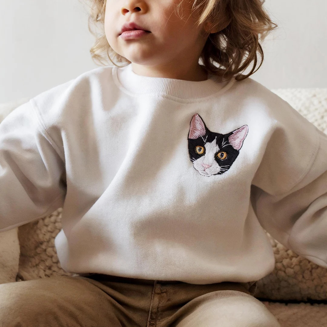 Custom Embroidered Pet Name Kids Sweatshirt, Custom Pet Embroidered Sweatshirt, Custom Toddler Cr... | Etsy (US)