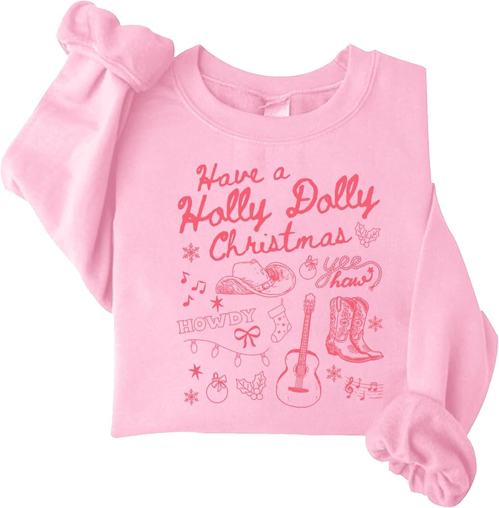 Have A Holly Dolly Christmas Sweatshirt Western Xmas Howdy Hoodie | Amazon (US)
