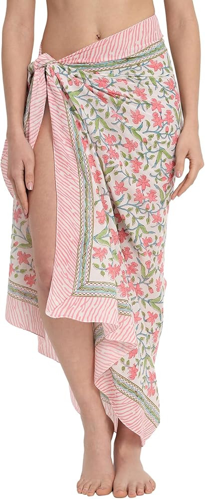 parihan Swimsuit Beach Sarong Cover Ups for Swimwear Women-Hand Print Wrap Skirt | Amazon (US)