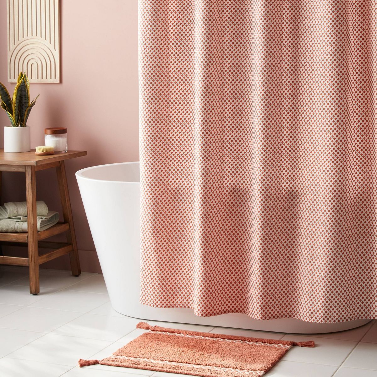 14pc Boho Shower Curtain Set with Rug Pink - Threshold™ | Target
