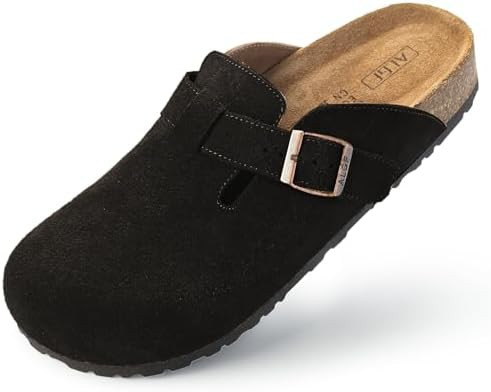 Women’s Genuine Suede Clogs for Women Slip-On Buckle Slides Women's Mules & Clogs Natural Rubbe... | Amazon (US)