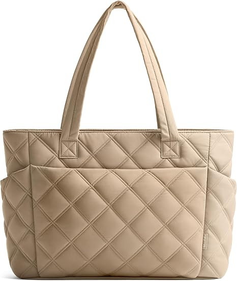 Tote Bag for Women, Lightweight Puffer Tote Work Bags with Compartments for Travel, Quilted Shoul... | Amazon (US)
