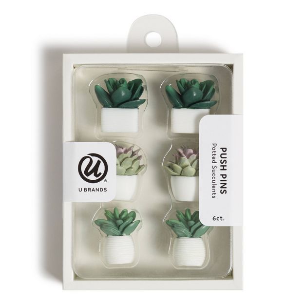 U Brands 6ct Potted Succulent Push Pins | Target