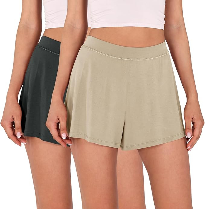 ODODOS 2-Pack Modal Soft Lounge Shorts for Women High Waist Casual Sleepwear Cozy Pajama Bottom | Amazon (US)