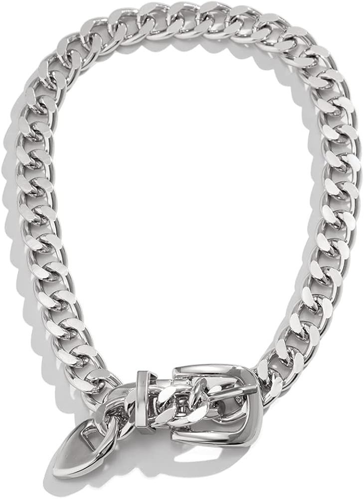 CJIAYUJEW Chunky Gold & Silver Cuban Chain Choker & Belt Necklaces for Women & Men - Punk Style T... | Amazon (US)