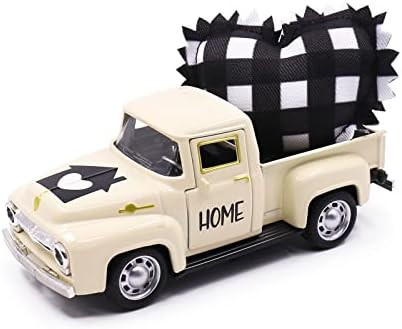 Huray Rayho Metal Farm Truck with Stuffed Fabric Buffalo Check Heart Farmhouse Rustic Home Tiered Tr | Amazon (US)