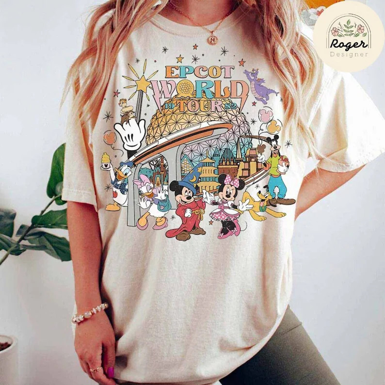 Vintage Mickey and Friends Disney Epcot Shirt, Disney Epcot World Tour 1982, WDW Disneyland Famil... | Etsy (US)