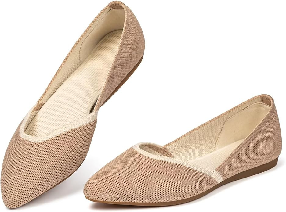 Frank Mully Womens Flat Shoes Classic Pointed Toe Flats Knitted Dress Shoes Soft Flats for Woman ... | Amazon (US)