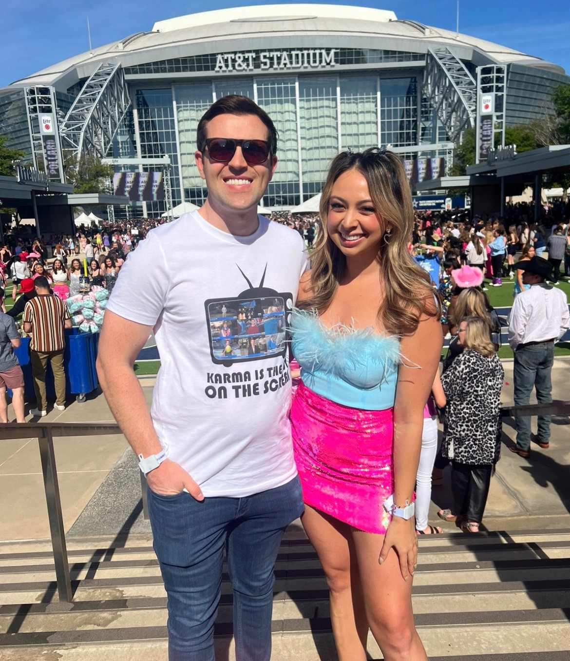 Taylor Swift Concert Outfit. It’s also giving Gender Reveal 💀 
Size Small for top and bottom 
Both on sale!!! 

#LTKfindsunder100