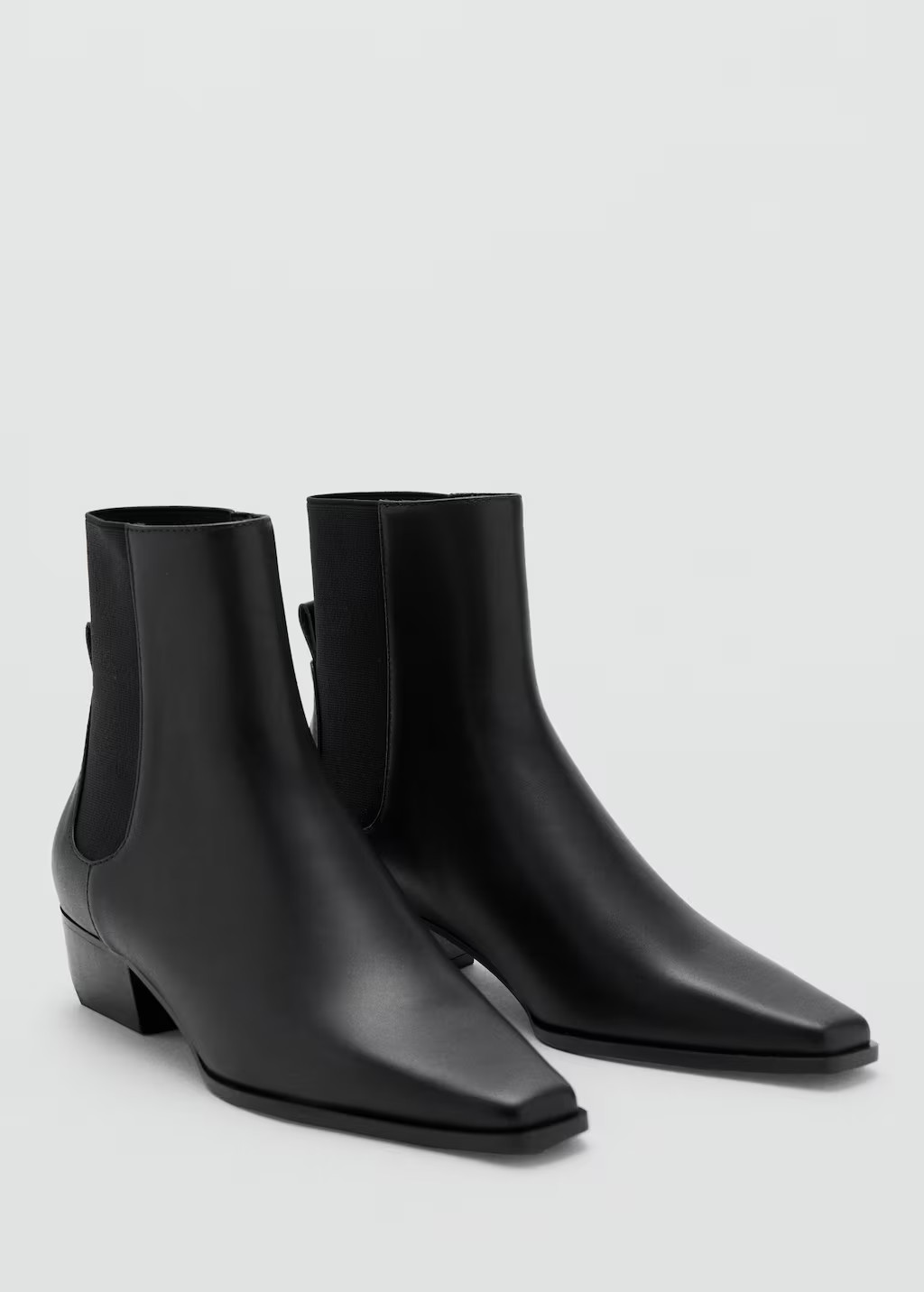 Leather heeled boots black - Woman - 3 - MANGO | MANGO (UK)