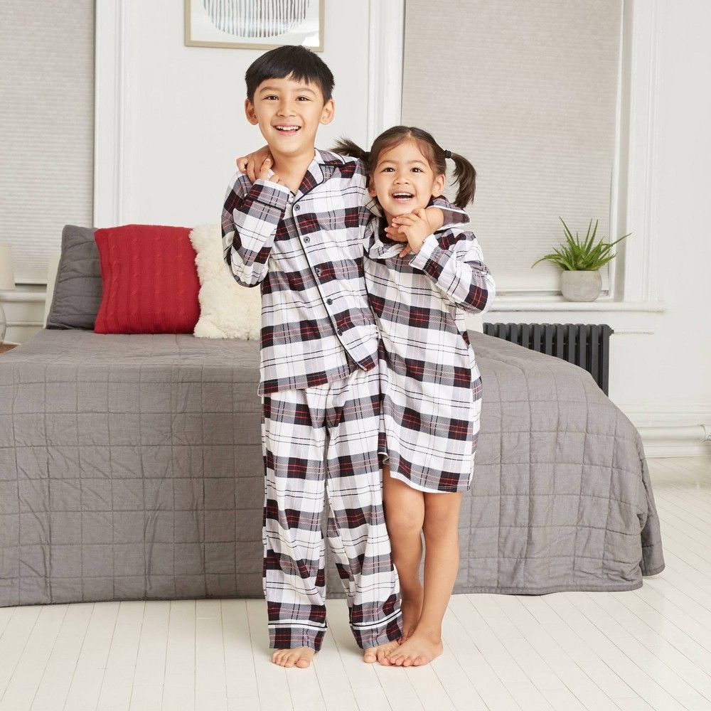 Kids' Holiday Plaid Flannel Matching Family Pajama Set - Wondershop White 4 | Target
