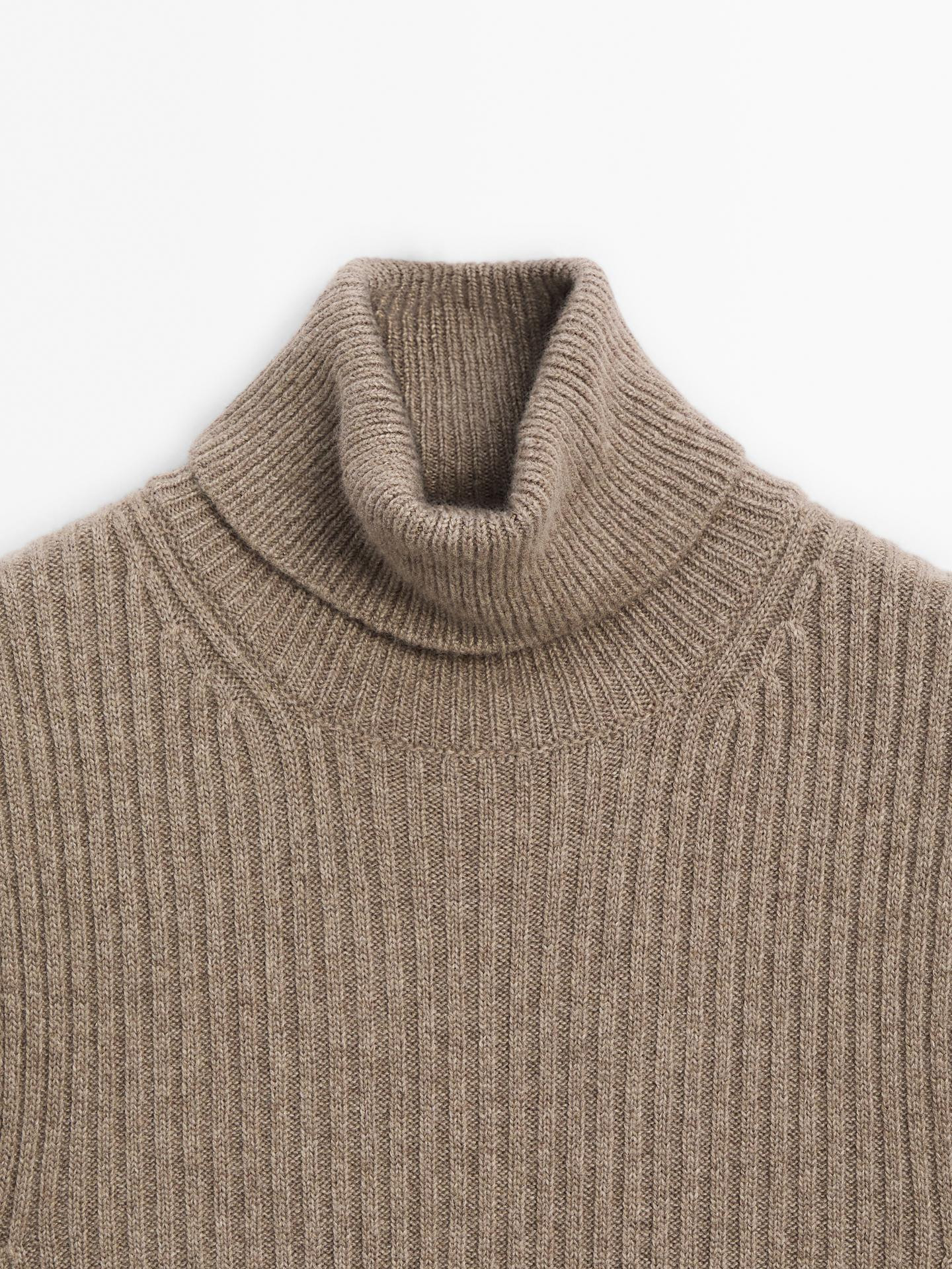 Ribbed high neck top | Massimo Dutti UK