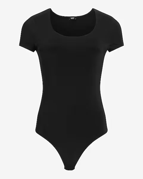 Body Contour Double Layer Scoop Neck Thong Bodysuit | Express
