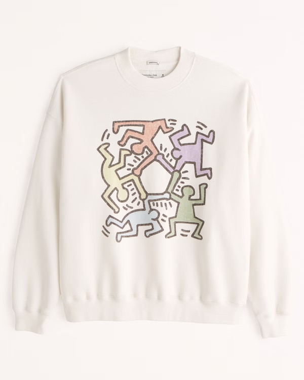 Women's Keith Haring Graphic Crew Sweatshirt | Women's | Abercrombie.com | Abercrombie & Fitch (US)