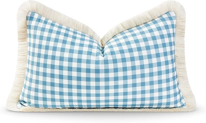 Hofdeco Premium Coastal Hampton Style Patio Indoor Outdoor Lumbar Pillow Cover Only, 12"x20" Wate... | Amazon (US)