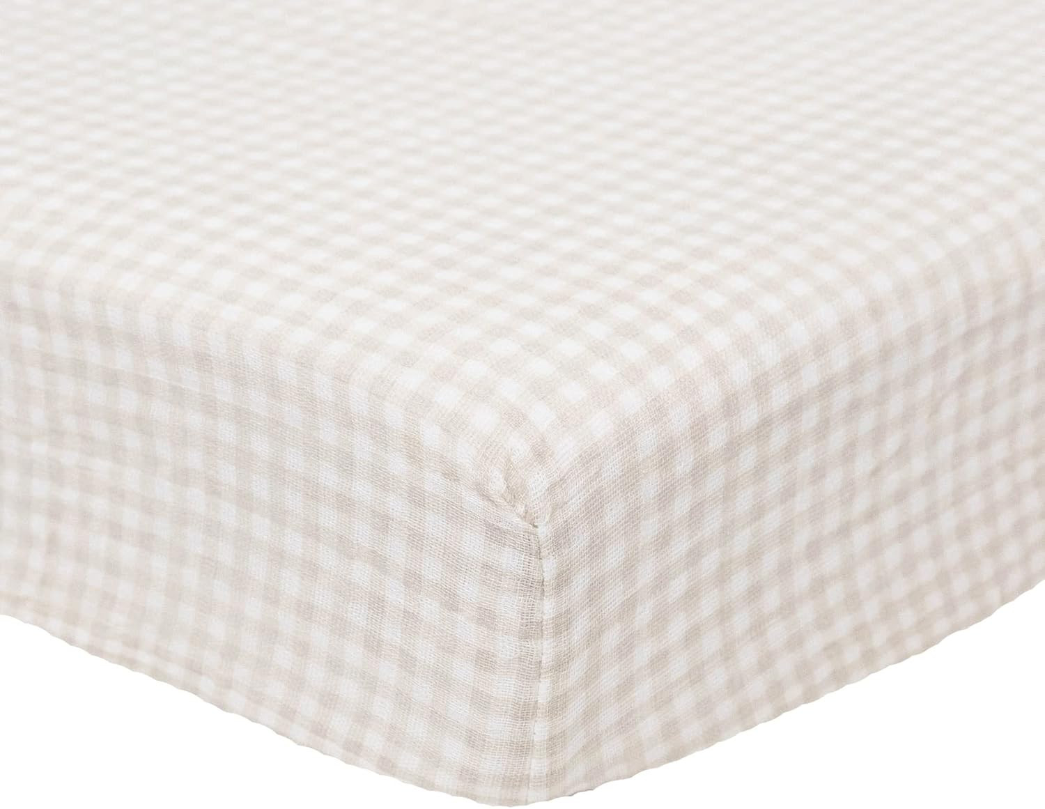 Little Unicorn Premium Crib Sheet | Breathable & Super-Soft Muslin Fabric (Tan Gingham) | Amazon (US)