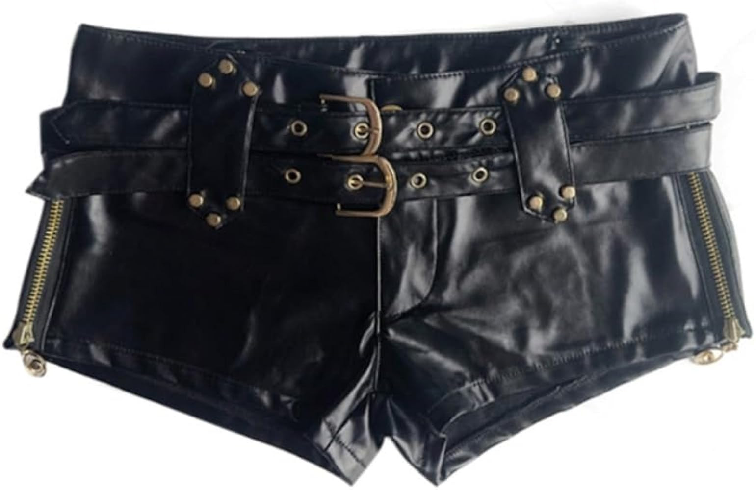 Womens Sexy High-Waisted Faux Leather Shorts Black PU Leather | Amazon (US)