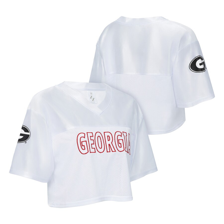 Georgia Bulldogs ZooZatz Women's Mesh Cropped V-Neck T-Shirt - White | Fanatics
