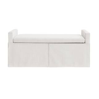 Shabby Chic Cierra Pure White Bench Upholstered Linen 50.2 L x 19.6 W x 22 H SSB298-03WE-HD | The Home Depot