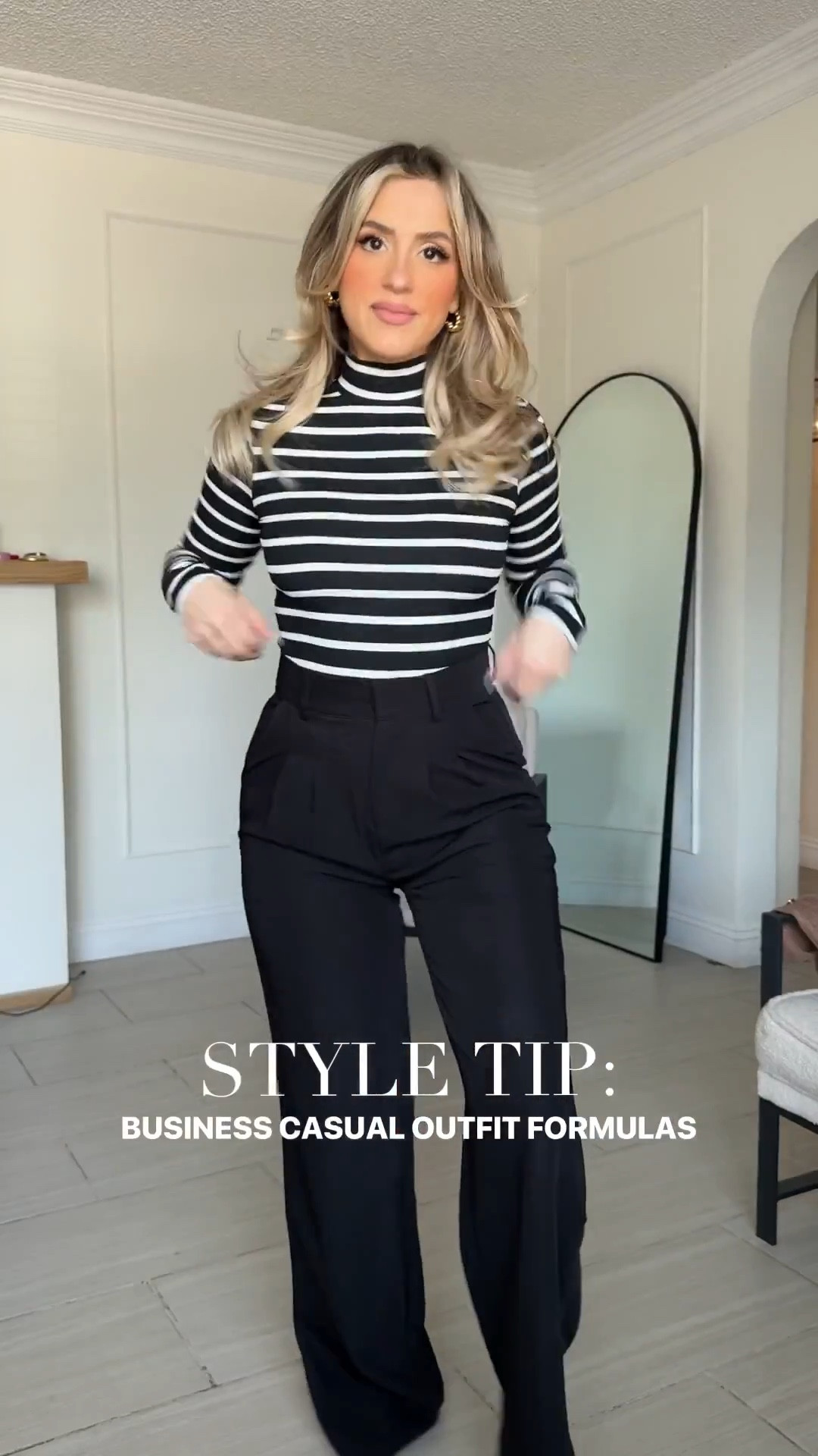 How to build BUSINESS CASUAL OUTFITS 🖤🙌🏼

✔️Look 1: small in NIMIN trousers from Amazon in SM LONG + small striped turtleneck 

✔️Look 2: size 4 in Editor trousers from Express + small in Amazon tee 

✔️Look 3: small in faux leather joggers (exact are from Target); if they're sold out, the ones from SAKS are identical

✔️Look 4: SM LONG in khaki Amazon trousers

#LTKFindsUnder50 #LTKWorkwear #LTKootd