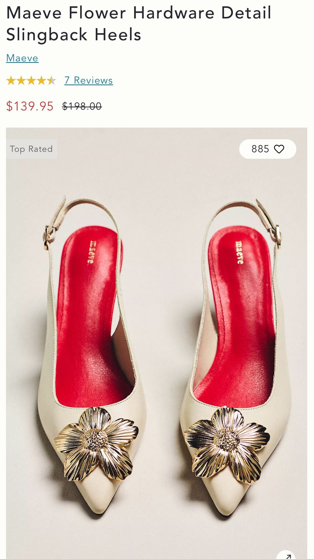 Maeve Flower Hardware Detail Slingback Heels

Leather upper, insole, sole
Metal flower hardware detail
Buckle styling
Imported
Maeve
This only-at-Anthro collection is defined by crisp cuts, look-twice details, and playful polish

#LTKWedding #LTKMothersDay #LTKBeauty