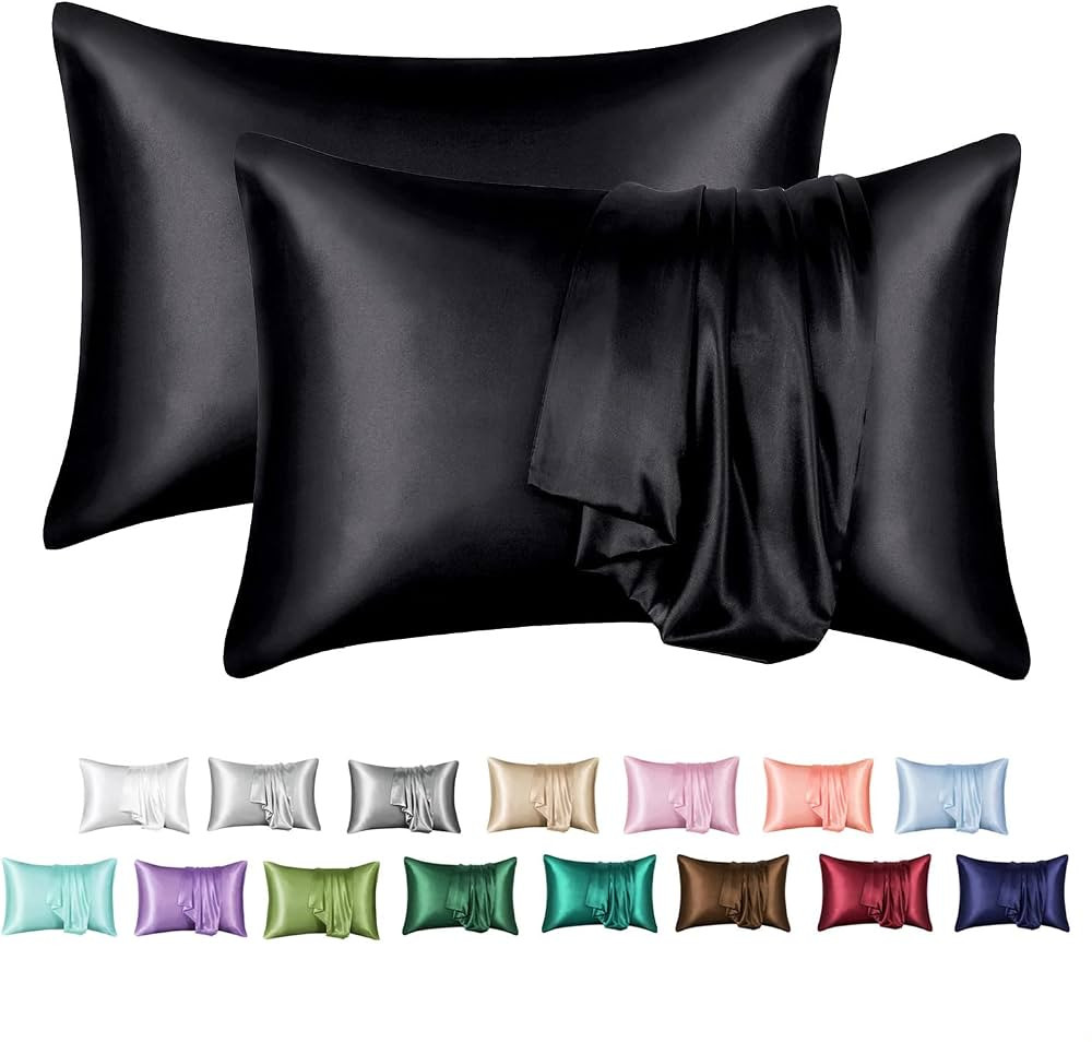 MR&HM Satin Pillowcase for Hair and Skin, Silk Satin Pillowcase 2 Pack, Standard Size Pillow Case... | Amazon (US)