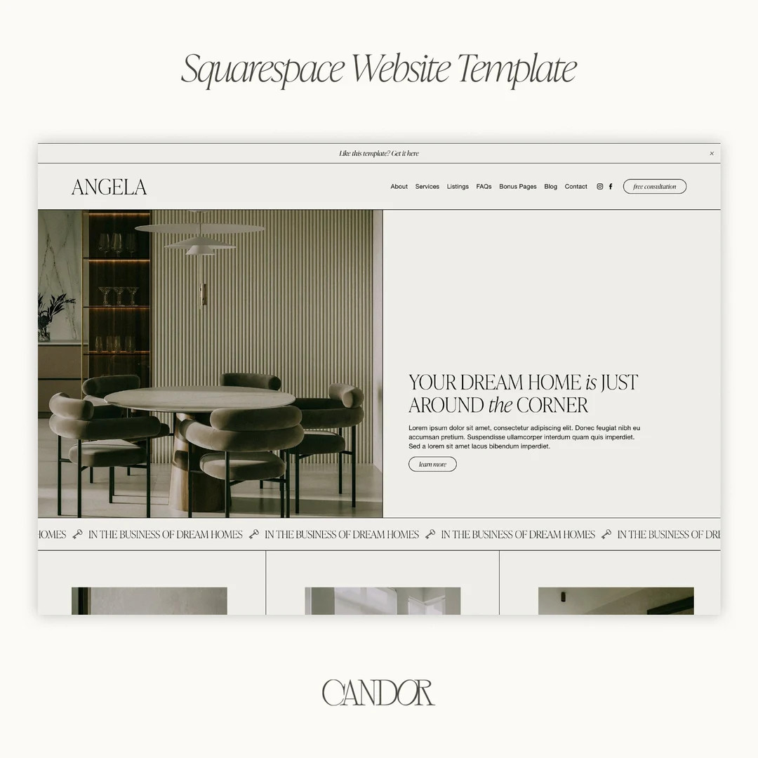 Squarespace Template | Angela 7.1 Squarespace Website Template | Minimal Template for Real Estate... | Etsy (US)