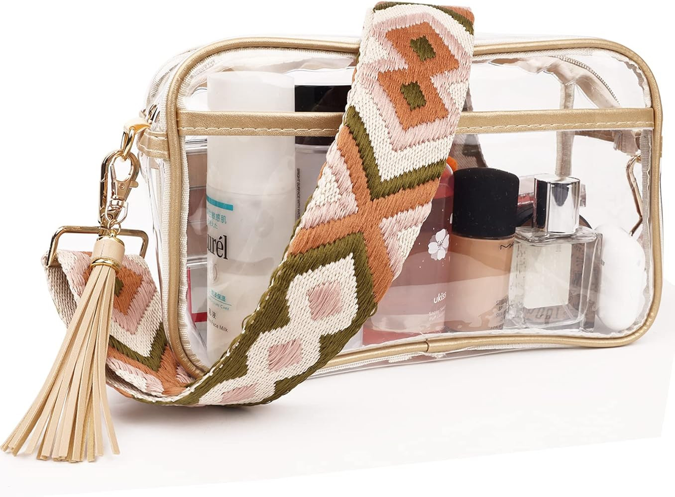 OKUOIK Clear Fanny Bag Stadium Approved for Women with Wide Shoulder Strap, PVC Transparent Cross... | Amazon (US)