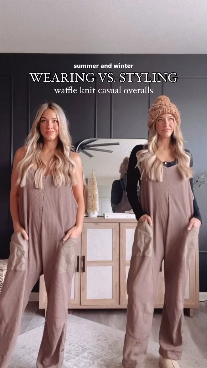 comment OVERALLS ✨ and i’ll send ya the direct 🔗

Gosh, these are so comfortable. Another Free People Find at a fraction of the price! Love the detailed front pockets with ample room to layer with! Wearing a Large for a looser fit!

Women’s Casual Waffle Knit Jumpsuits, Loose Spaghetti Strap Overalls, Jumpsuits, Baggy Sleeveless Maternity Rompers, overalls, cotton overalls, winter overalls, jumpsuits