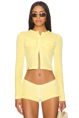 Jaded London Velour Cardigan in Yellow from Revolve.com | Revolve Clothing (Global)