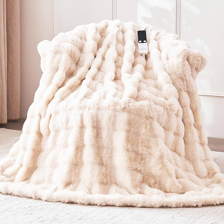 Heated Blanket Throw 50''x60'', Fast Heating Electric Blanket Ultra-Soft Faux Rabbit Fur with 5 H... | Amazon (US)