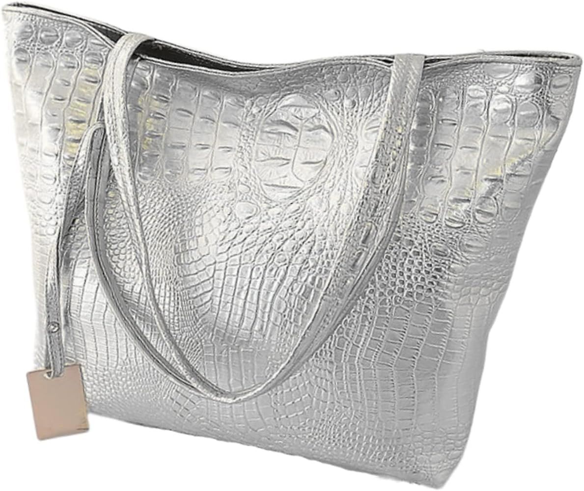 AWXZOM Crocodile Large Tote Handbag for Women Shoulder Bag Satchel Handbag tote bags | Amazon (US)