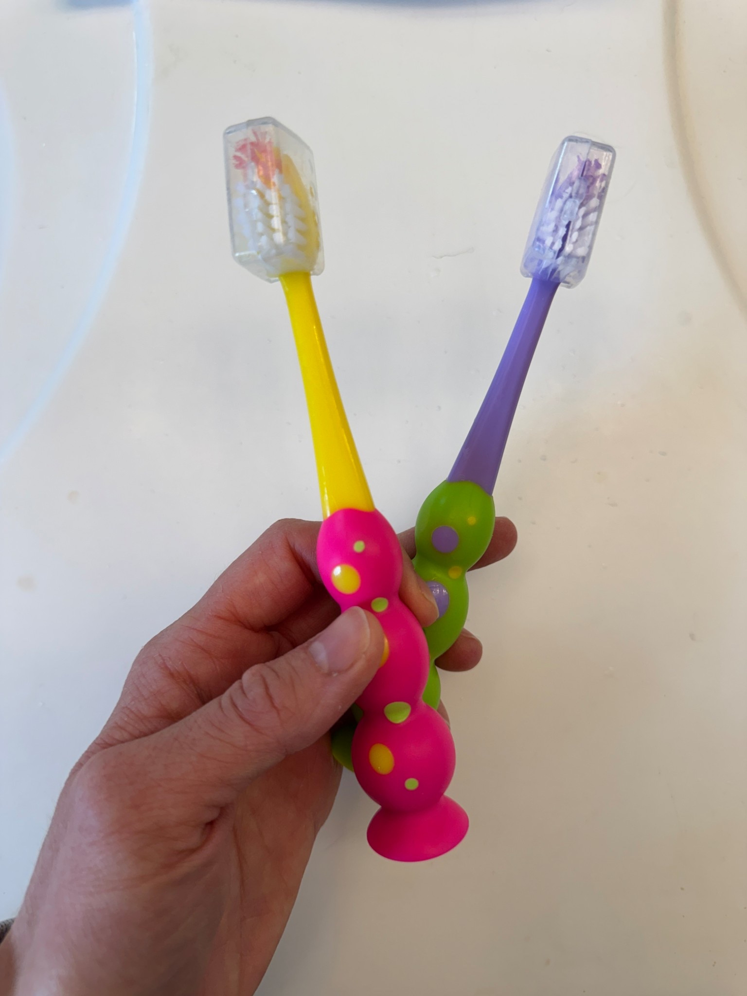Cutest toddler toothbrushes! Easy for their little hands to hold and have suction cups on the bottom. Even come with covers. 4 pack!

Amazon find | toddler essentials | bathroom product | kid hygiene |  

#LTKselfcare #LTKmomlife #LTKKids