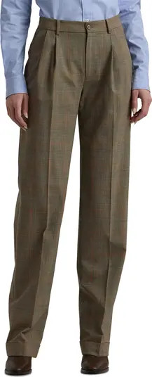 Glen Check Pleated Stretch Wool Pants | Nordstrom