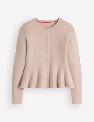 Boden Women's Fitted Wool Peplum Cardigan in White | Size 6 | Boden (US)
