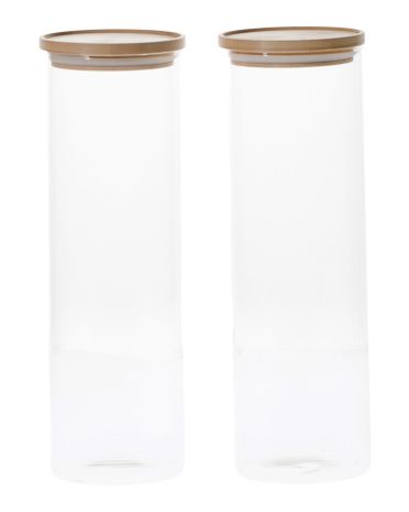 2pk 12in Stackable  Glass Canisters | TJ Maxx