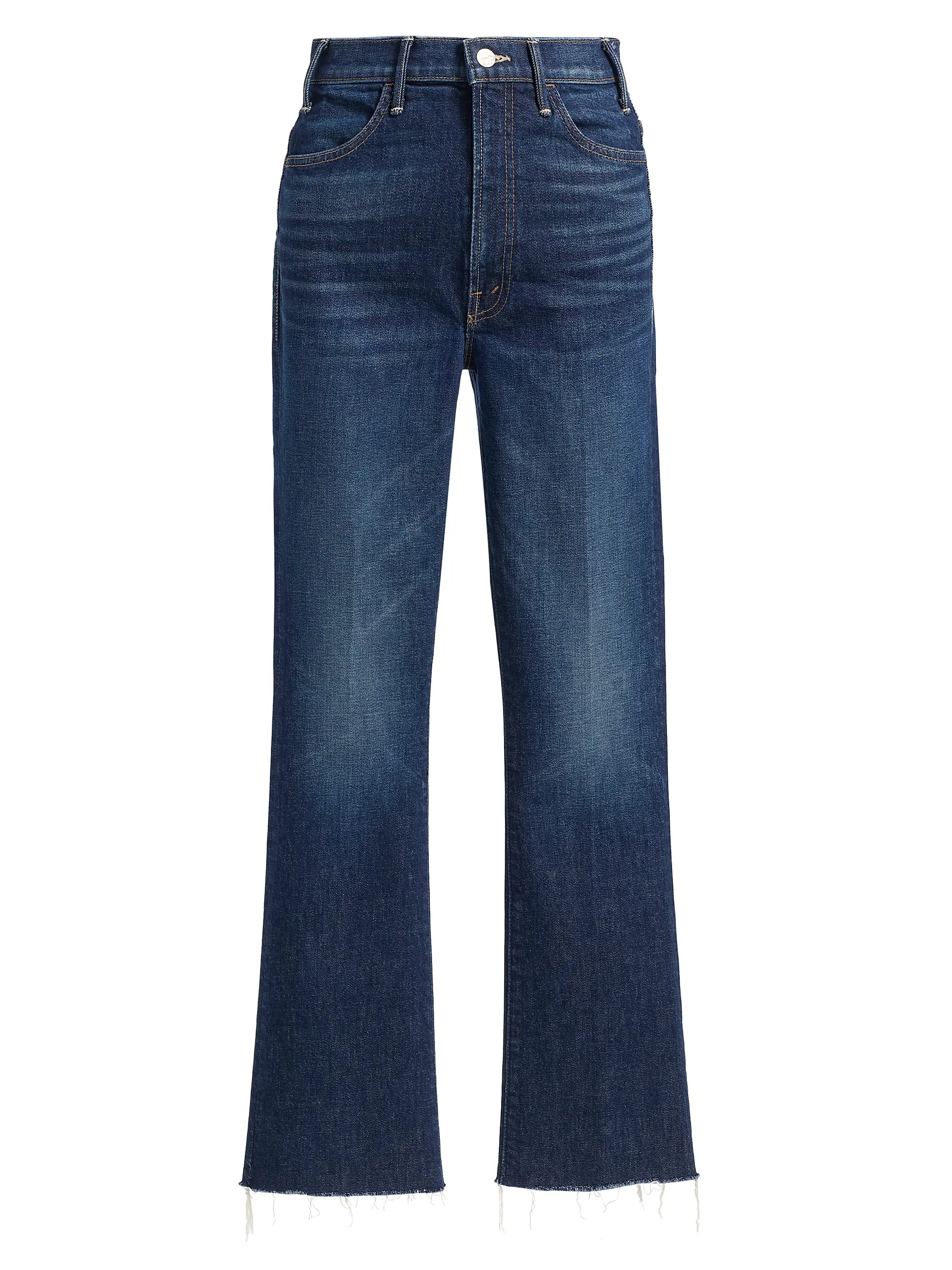 The Hustler Flood Fray Stretch High-Rise Cropped Flare Jeans | Saks Fifth Avenue