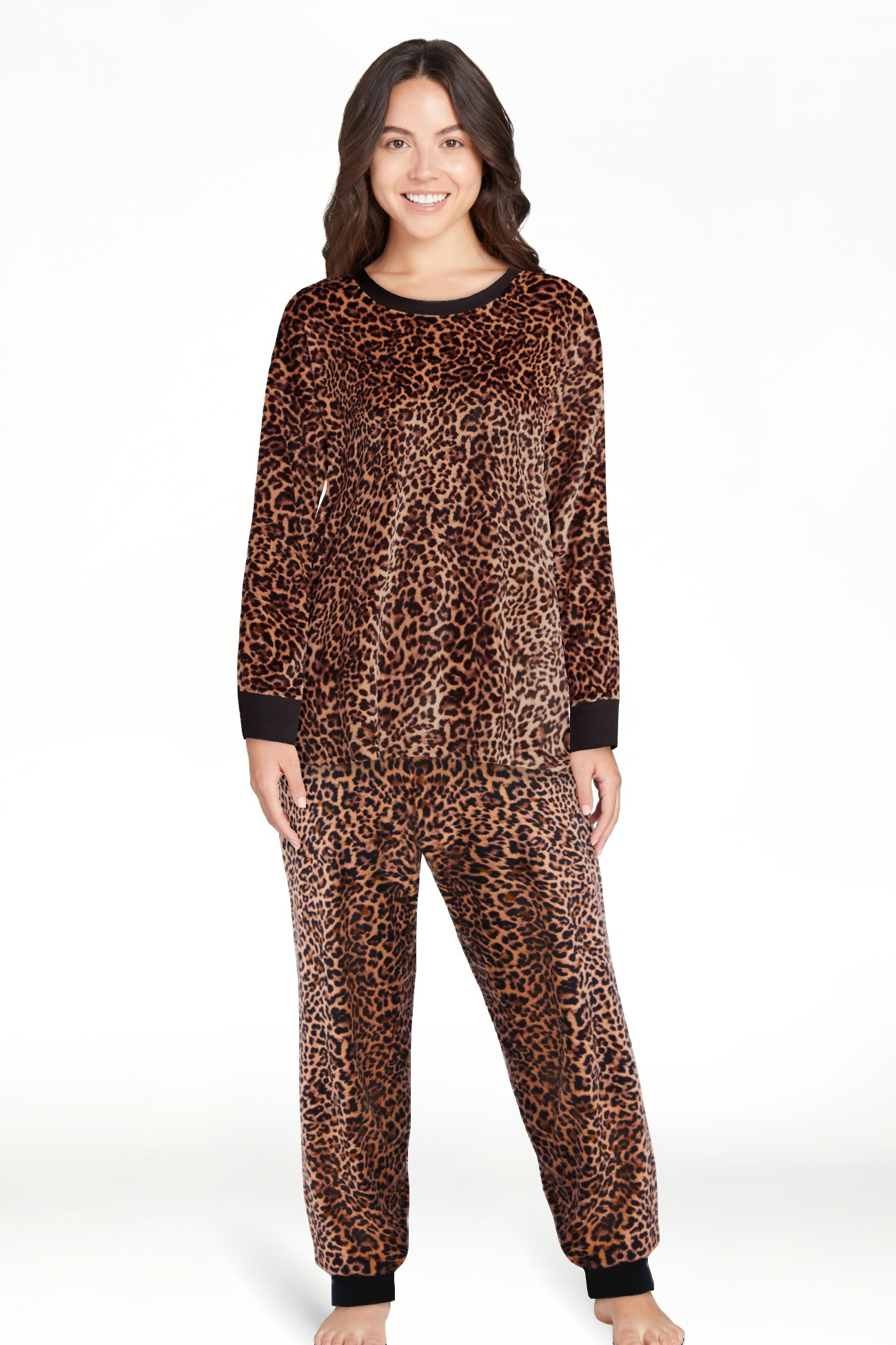 Joyspun Women’s Stretch Velour Long Sleeve Top, Pants, and Socks Pajama Set, 3-Piece, Sizes XS-... | Walmart (US)