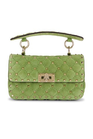 Valentino Garavani Rockstud Spike Small Shoulder Bag in Green | FWRD 