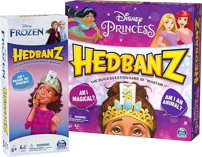 Hedbanz Disney Princess Game with Hedbanz Frozen Game 2-Pack Bundle, Classic Question Games for K... | Amazon (US)