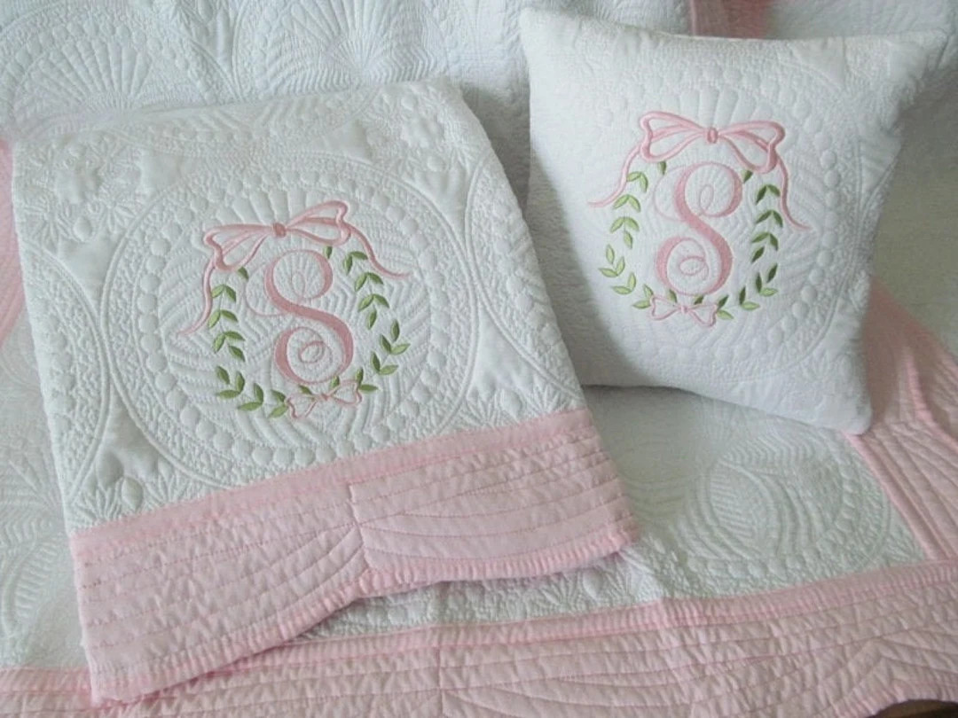 Monogrammed Baby Quilt and Pillow set | Etsy (US)