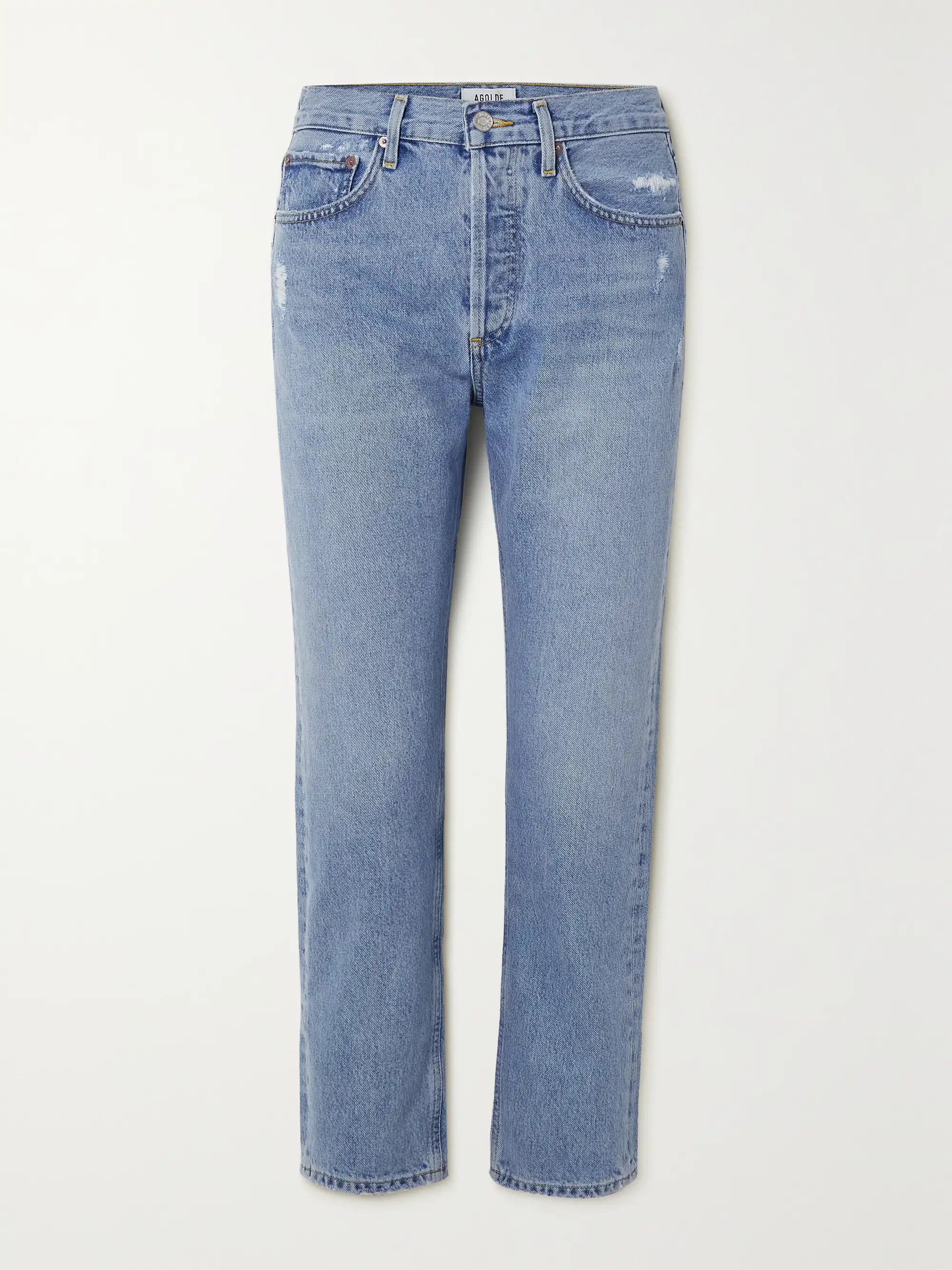 Parker hoch sitzende Jeans mit geradem Bein in Distressed-Optik | NET-A-PORTER (UK & EU)