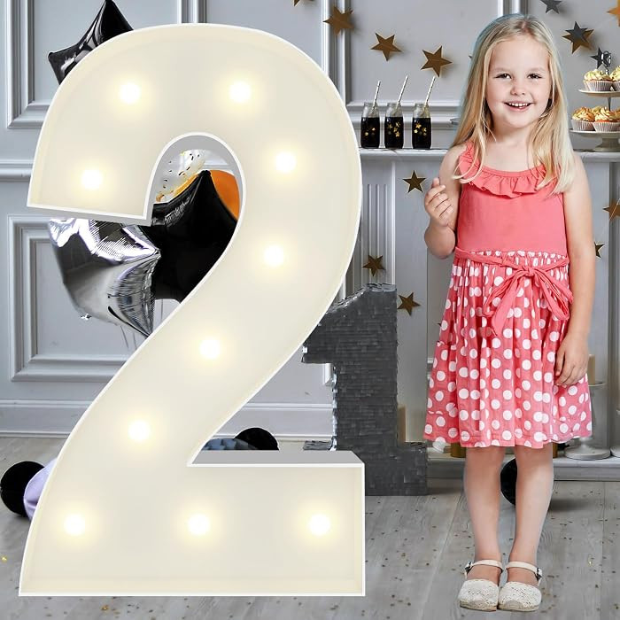 3FT Marquee Light Up Numbers Pre-Cut Frame Giant Marquee Numbers 2, Mosaic Numbers for Balloons, ... | Amazon (US)
