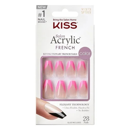 Kiss Salon Acrylic French Color Nails - Squared | Walmart (US)