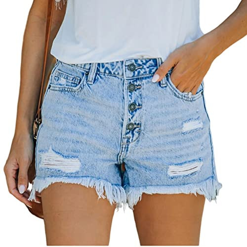 Mmoneyake Womens Casual Stretch Denim Jean Shorts with Button Pockets for Summer | Amazon (US)